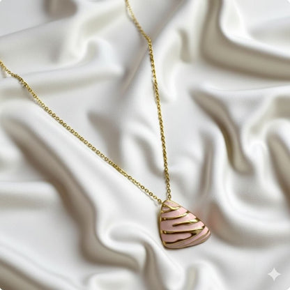 Pink Chunky Triangle Necklace | 18K PVD Gold Plated - For Women | Includes: Necklace