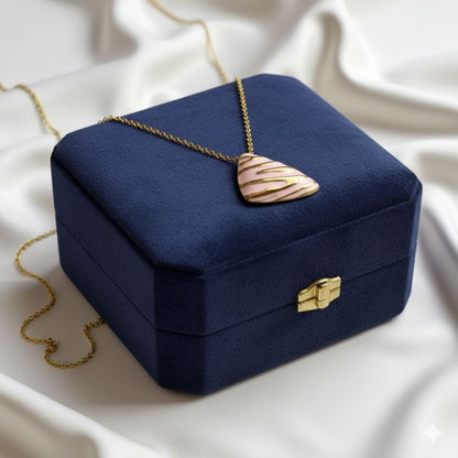 Pink Chunky Triangle Necklace | 18K PVD Gold Plated - For Women | Includes: Necklace