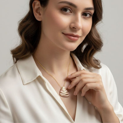 Pink Chunky Triangle Necklace | 18K PVD Gold Plated - For Women | Includes: Necklace