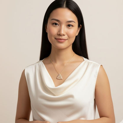 Pink Chunky Triangle Necklace | 18K PVD Gold Plated - For Women | Includes: Necklace