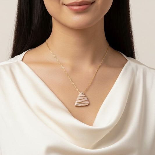 Pink Chunky Triangle Necklace | 18K PVD Gold Plated - For Women | Includes: Necklace