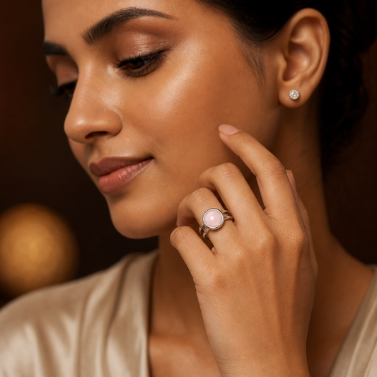 Adjustable Ring with Moonstone | Silver Plated -For Women | Includes: Ring