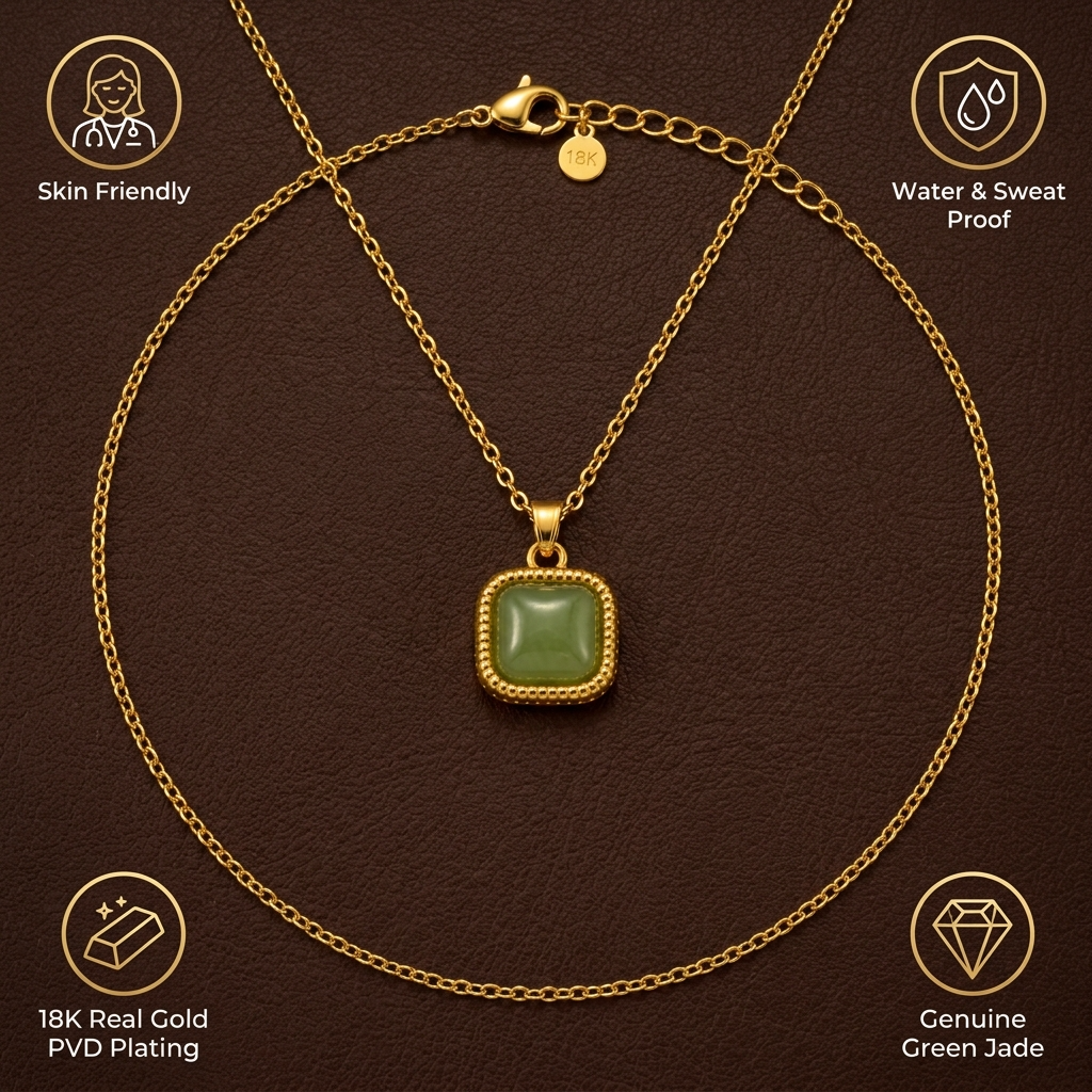 Olive Glow CUSHION Necklace | Gold-Tone - For Women | Includes: Necklace