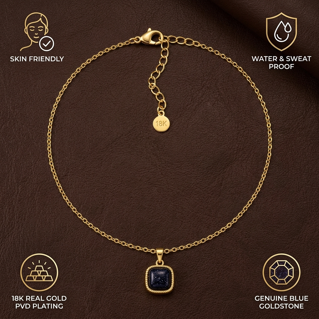Stardust Black Sparkle CUSHION Necklace | Gold-Tone - For Women | Includes: Necklace