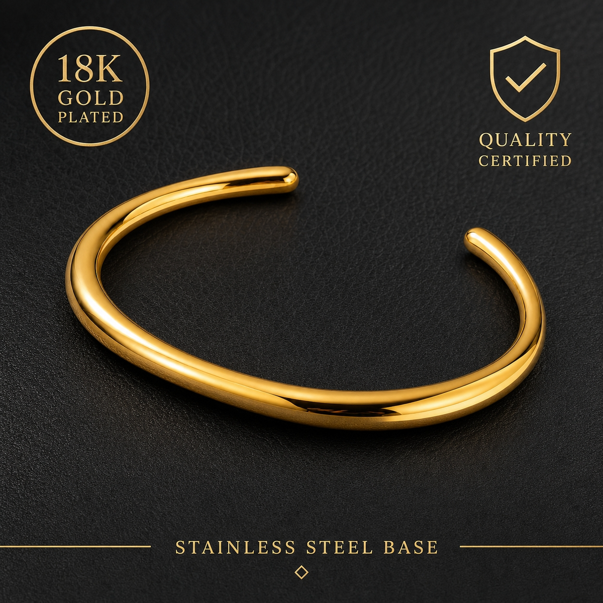 Minimal POLISHED OPEN CUFF Bracelet | Gold-Tone - For Women | Includes: Bracelet