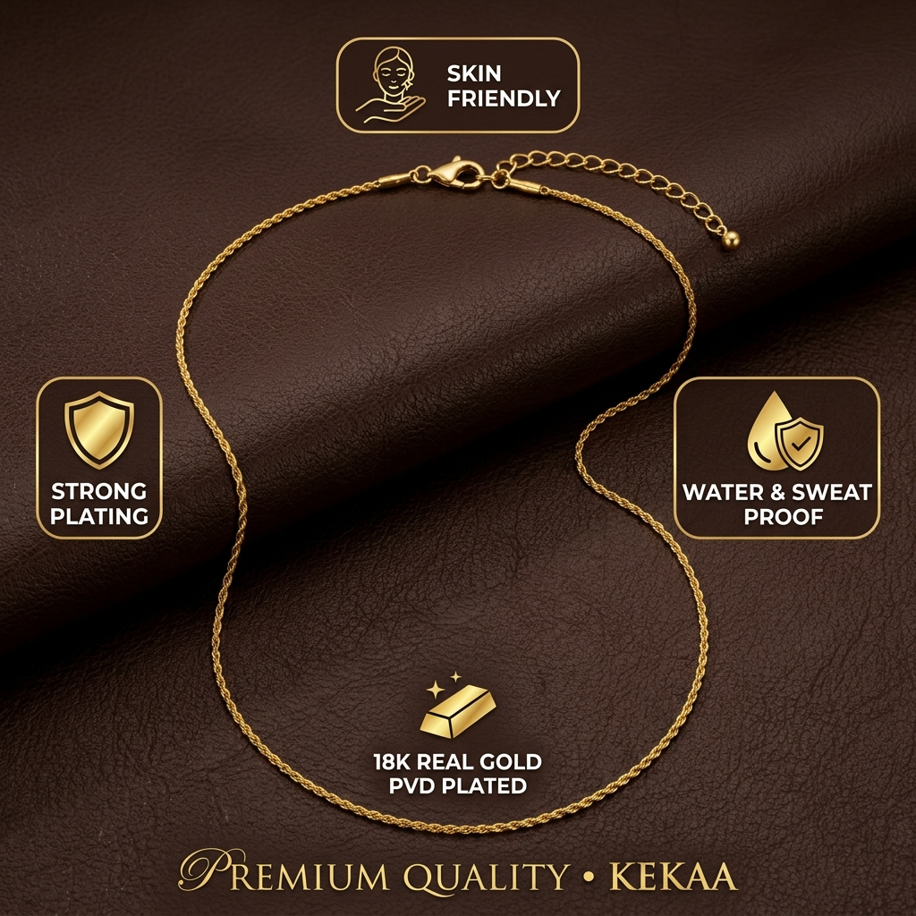 Whisper Fine ROPE CHAIN Necklace | Gold-Tone - For Women | Includes: Necklace