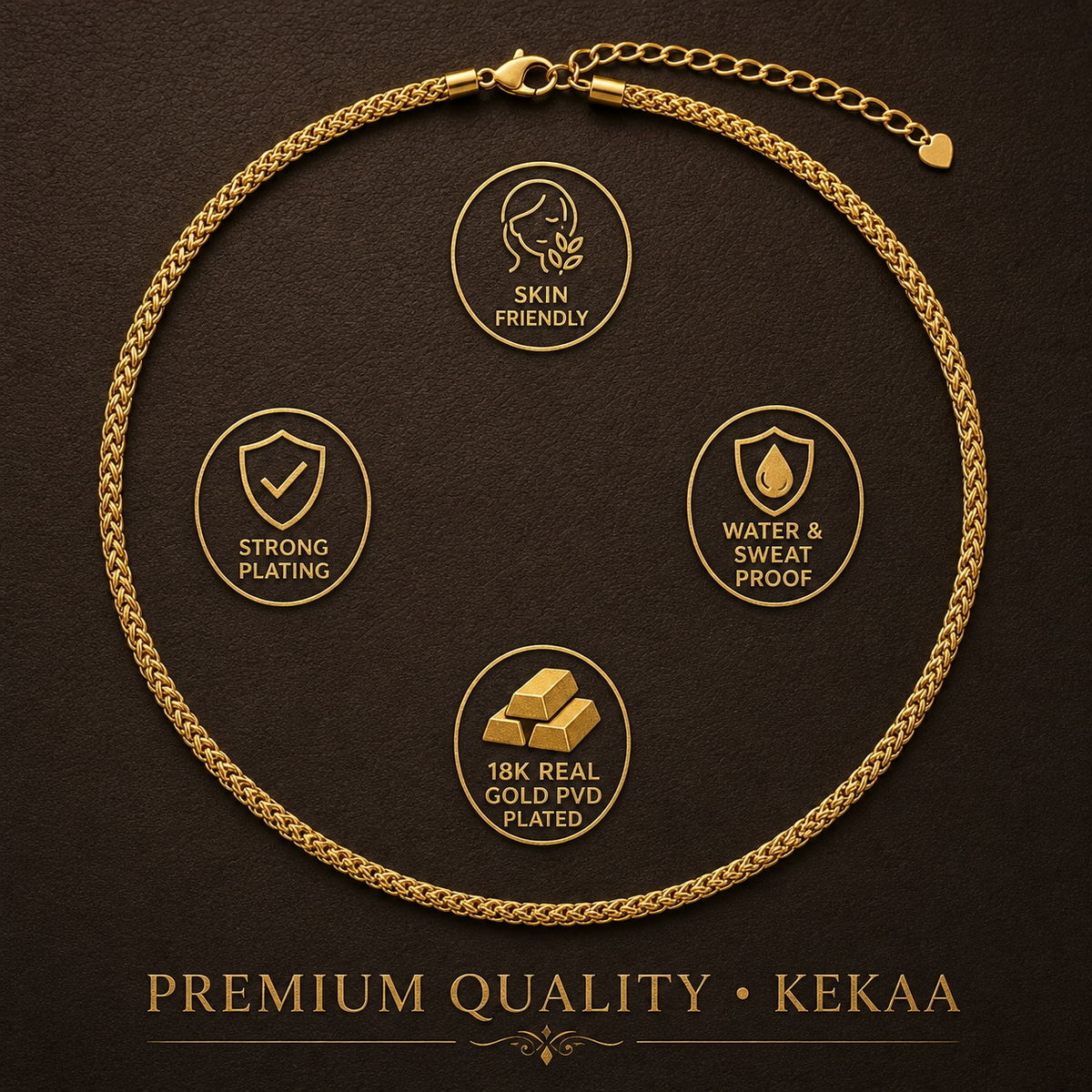 Weave BRAIDED CHAIN Necklace | Gold-Tone - For Women | Includes: Necklace