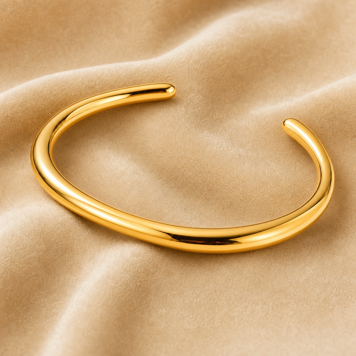 Minimal POLISHED OPEN CUFF Bracelet | Gold-Tone - For Women | Includes: Bracelet