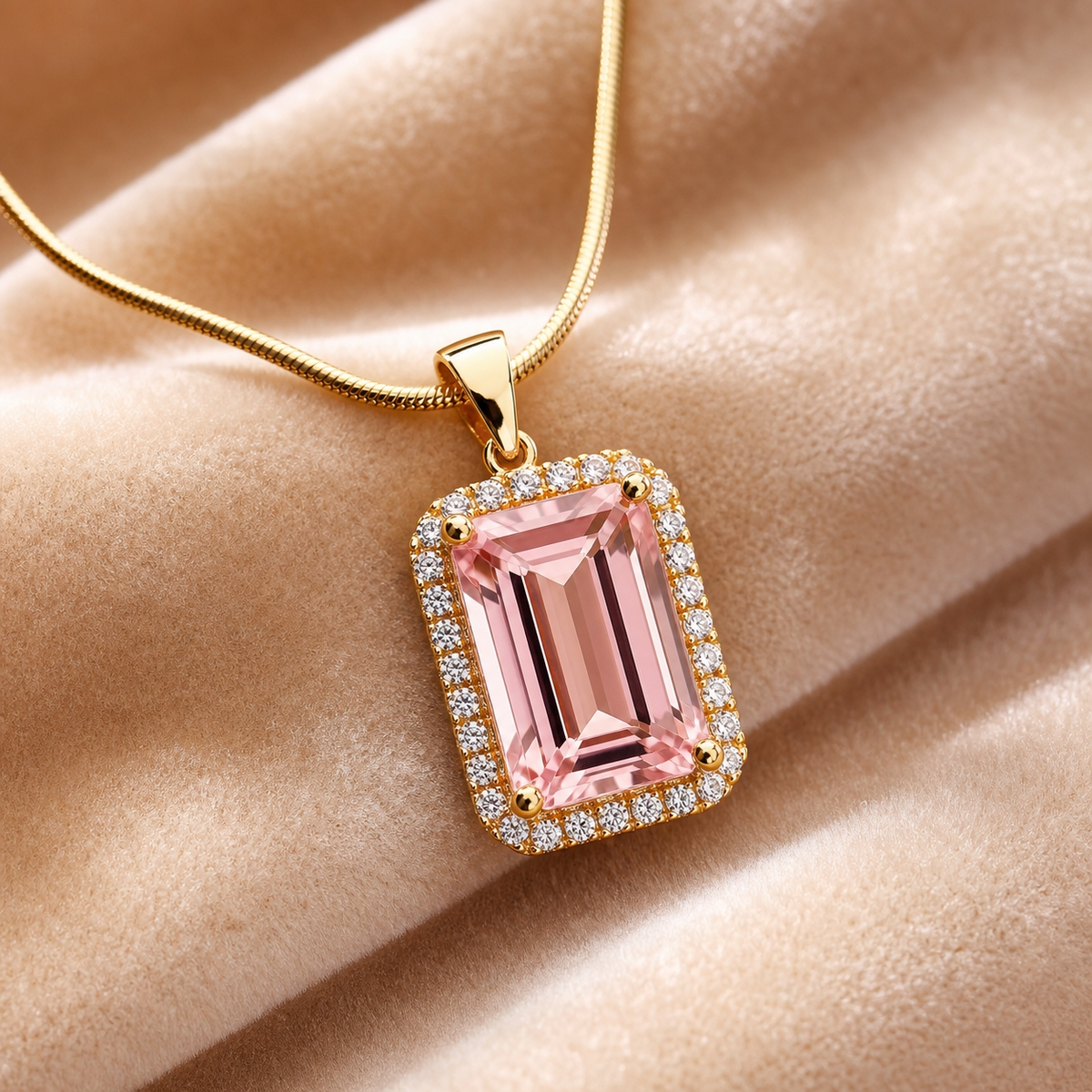 Grace Blush Pink HALO Necklace | Gold-Tone - For Women | Includes: Necklace