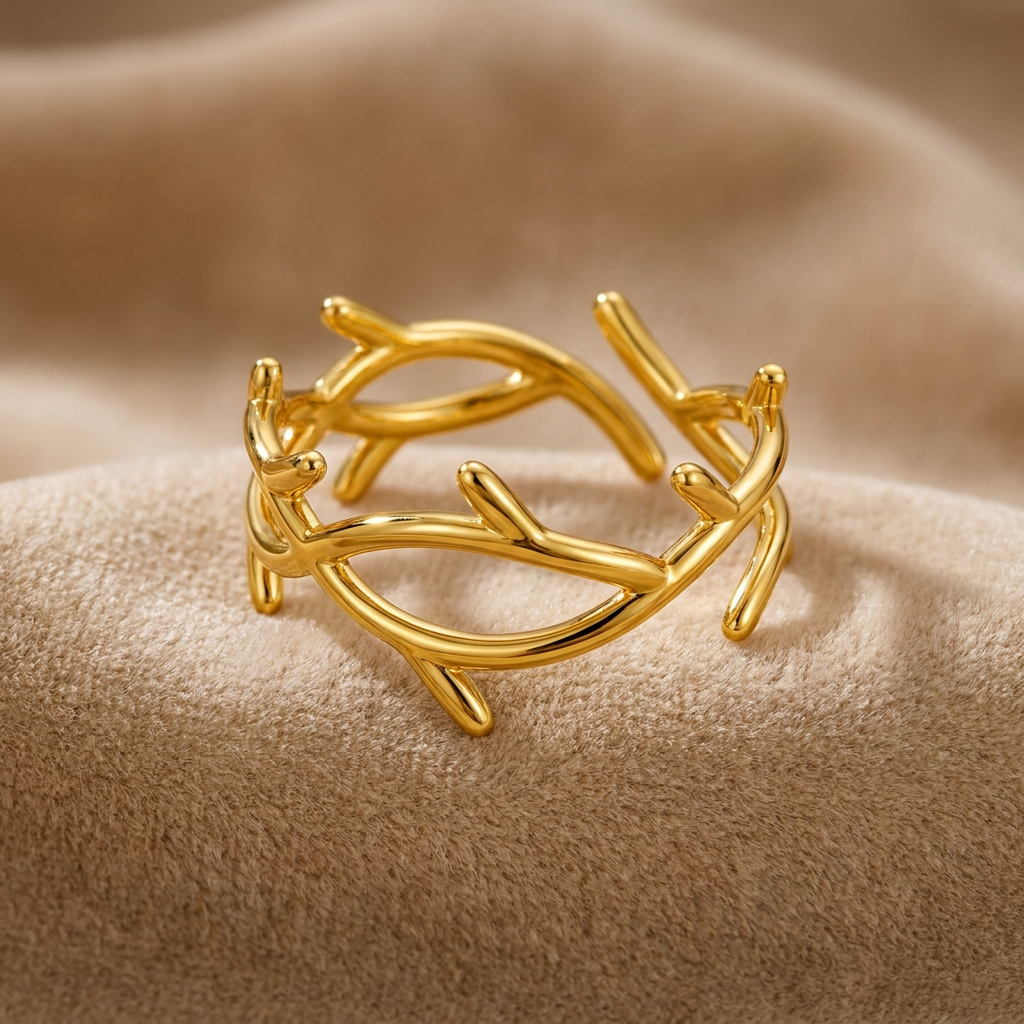 Trendy Tree Twist Flexi Size Ring | 18K PVD Gold Plated- For Women | Includes: Ring