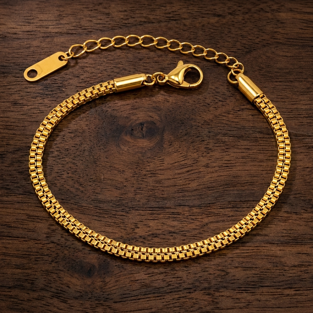 Linear BOX LINK Bracelet | Gold-Tone - For Women | Includes: Bracelet