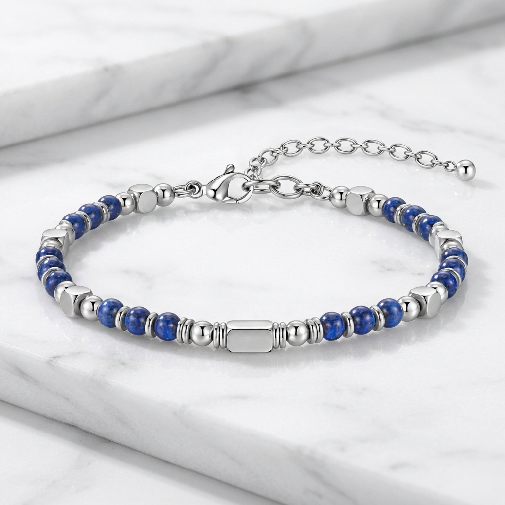 Ultra Rich Lapis Lazuli Stone Flexi Bracelet | TITANIUM Steel- For Men | Includes: Bracelet
