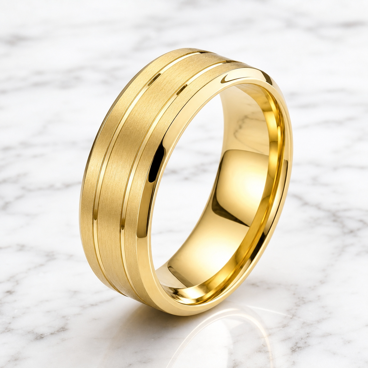 Dual Line Classic Golden Ring | 18K Real Gold PVD Plated– For Women | Includes: Ring