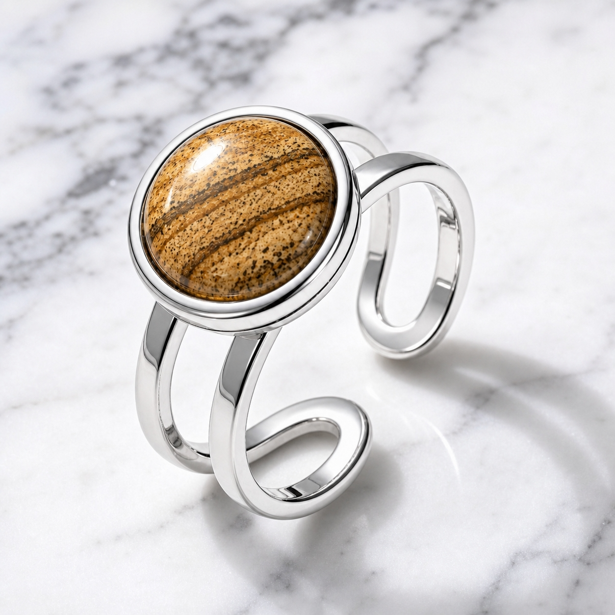 Grounding Adjustable Ring | Picture Jasper -For Women | Includes: Ring