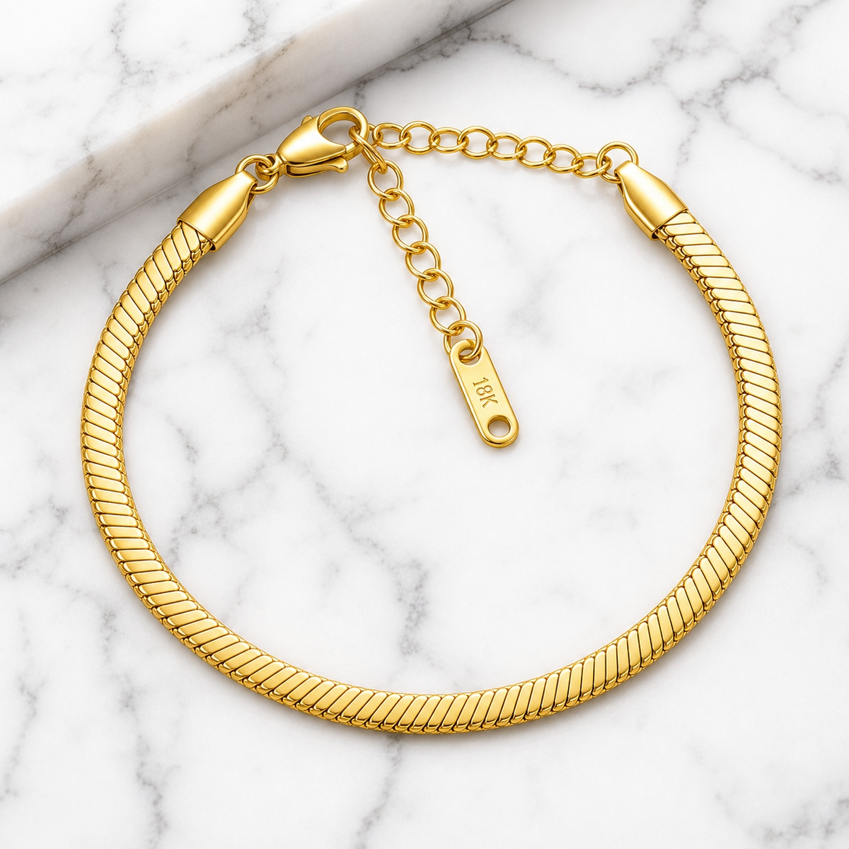 Sleek FLAT SNAKE CHAIN Bracelet | Gold-Tone - For Women | Includes: Bracelet
