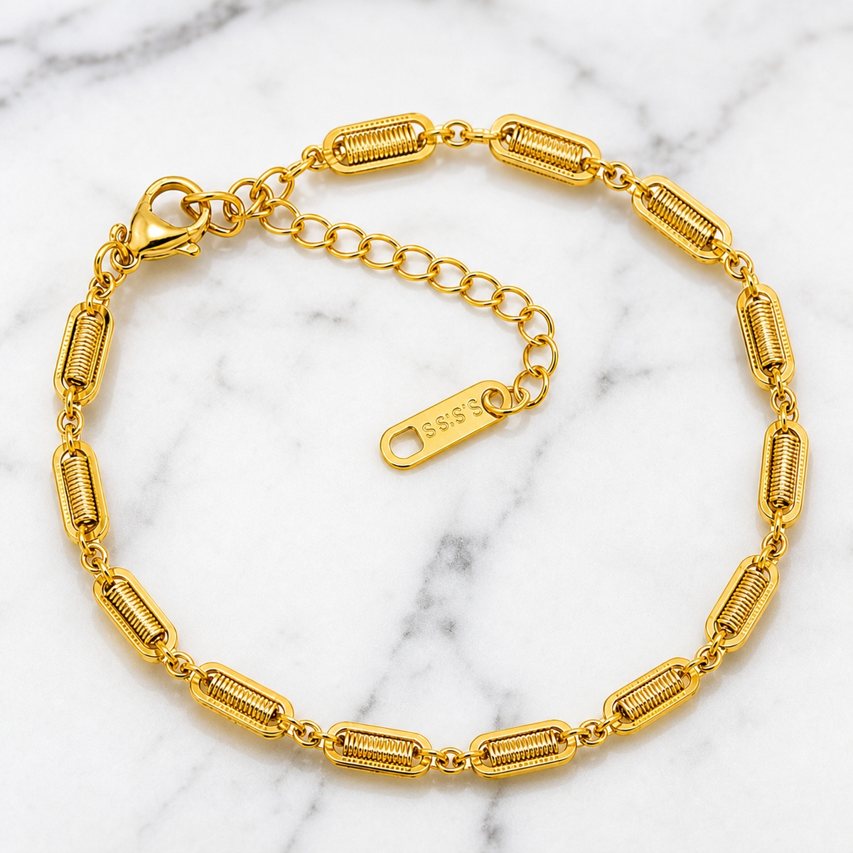 Coil TEXTURED RECTANGLE LINK Bracelet | Gold-Tone - For Women | Includes: Bracelet