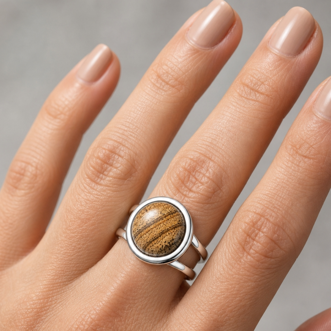Grounding Adjustable Ring | Picture Jasper -For Women | Includes: Ring