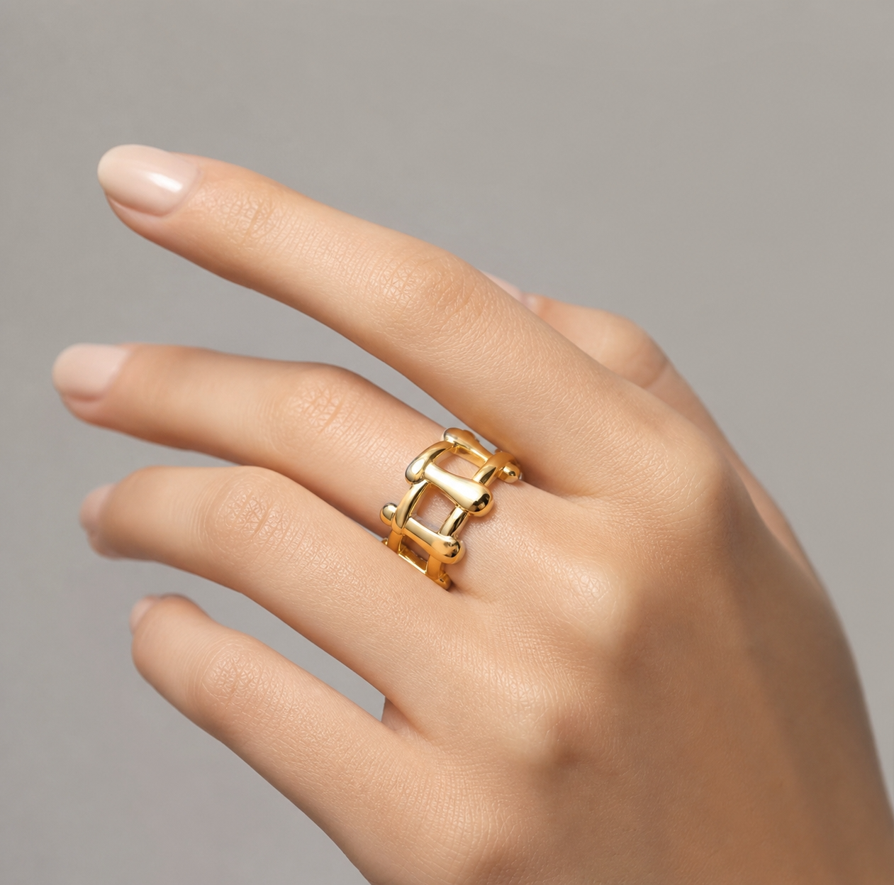 Criss Cross Bamboo Golden Flexi Size Ring | 18K PVD Gold Plated- For Women | Includes: Ring
