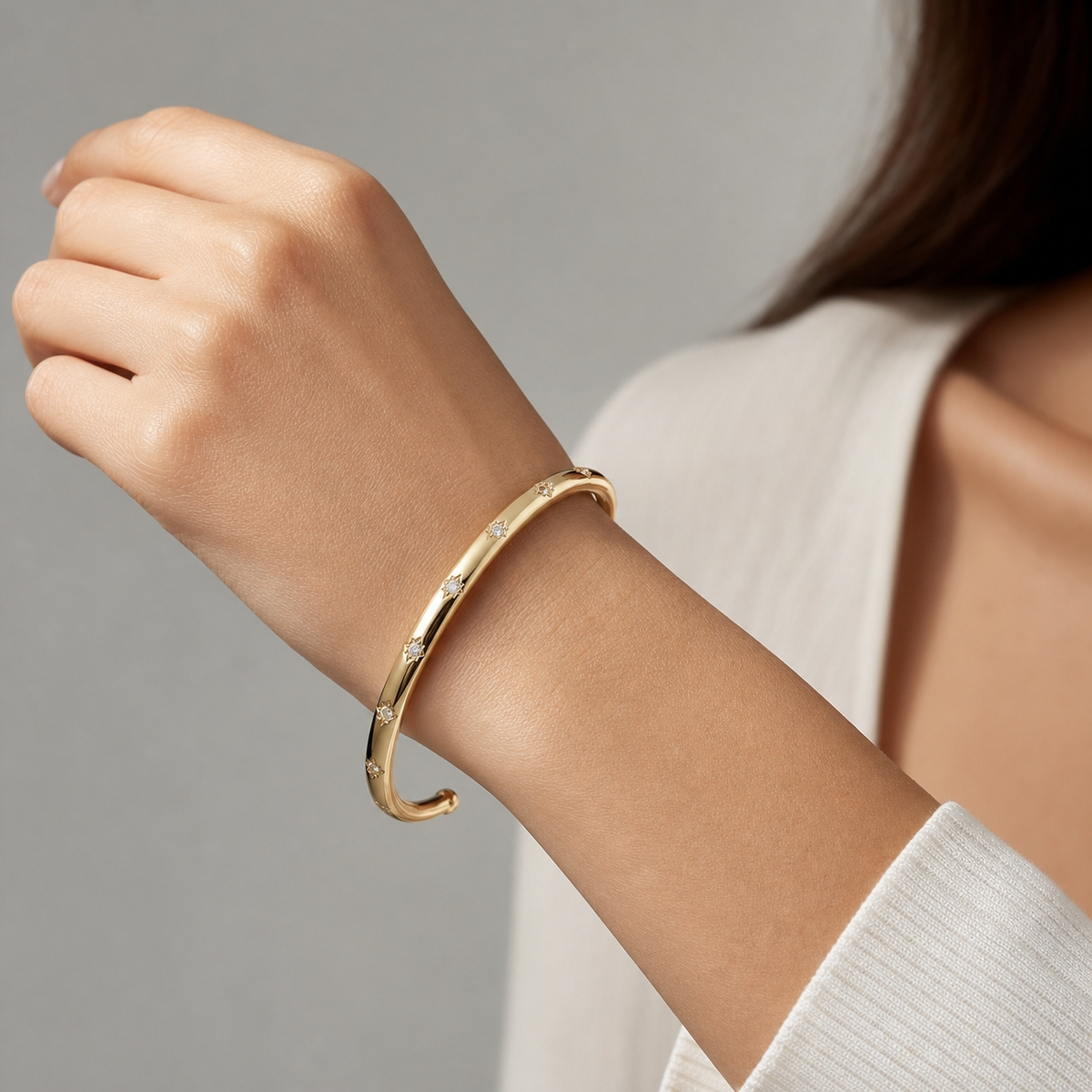 Starlight STAR-SET OPEN CUFF Bracelet | Gold-Tone - For Women | Includes: Bracelet
