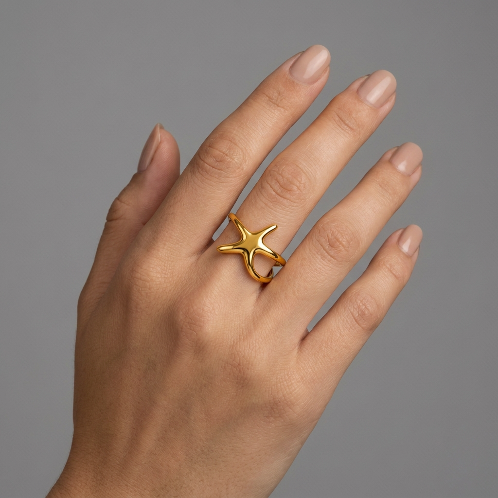 Trendy Galaxi Star Flexi Size Ring | 18K PVD Gold Plated- For Women | Includes: Ring