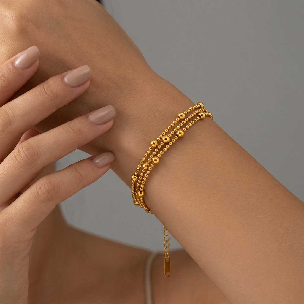 Dewdrop LAYERED BEAD Bracelet | Gold-Tone - For Women | Includes: Bracelet