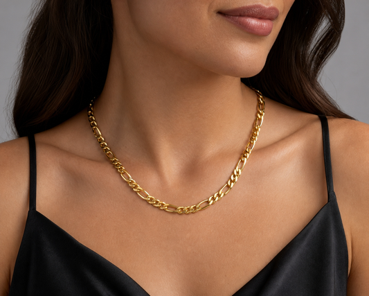 Statement BOLD FIGARO Necklace | Gold-Tone - For Women | Includes: Necklace