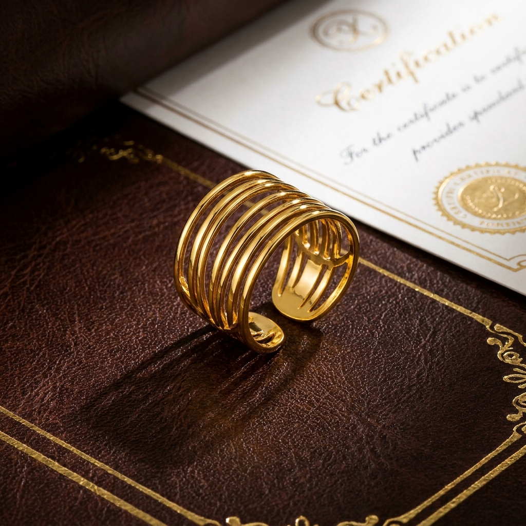 Multi-Layer Plain Line Flexi Size Ring | 18K PVD Gold Plated- For Women | Includes: Ring