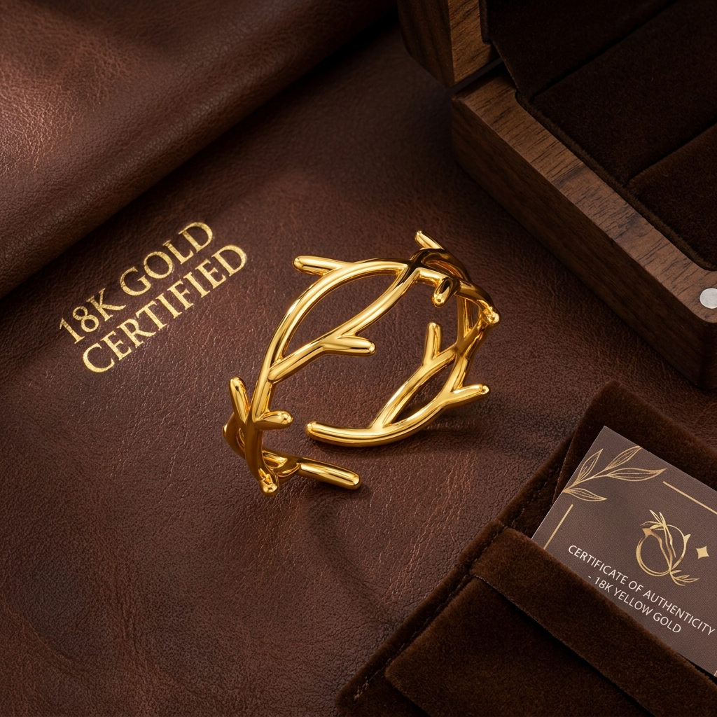 Trendy Tree Twist Flexi Size Ring | 18K PVD Gold Plated- For Women | Includes: Ring
