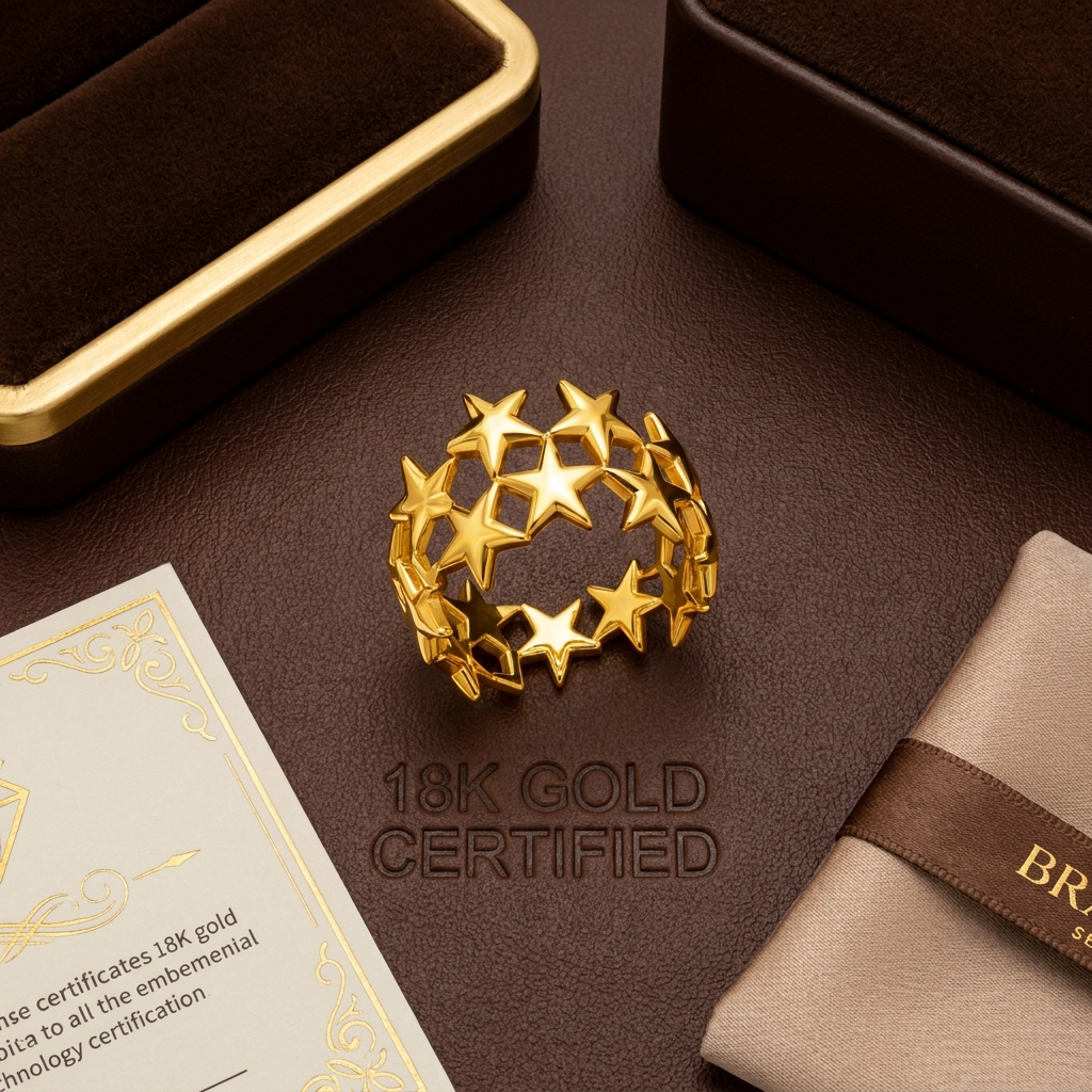 Trendy Galaxi Star Flexi Size Ring | 18K PVD Gold Plated- For Women | Includes: Ring