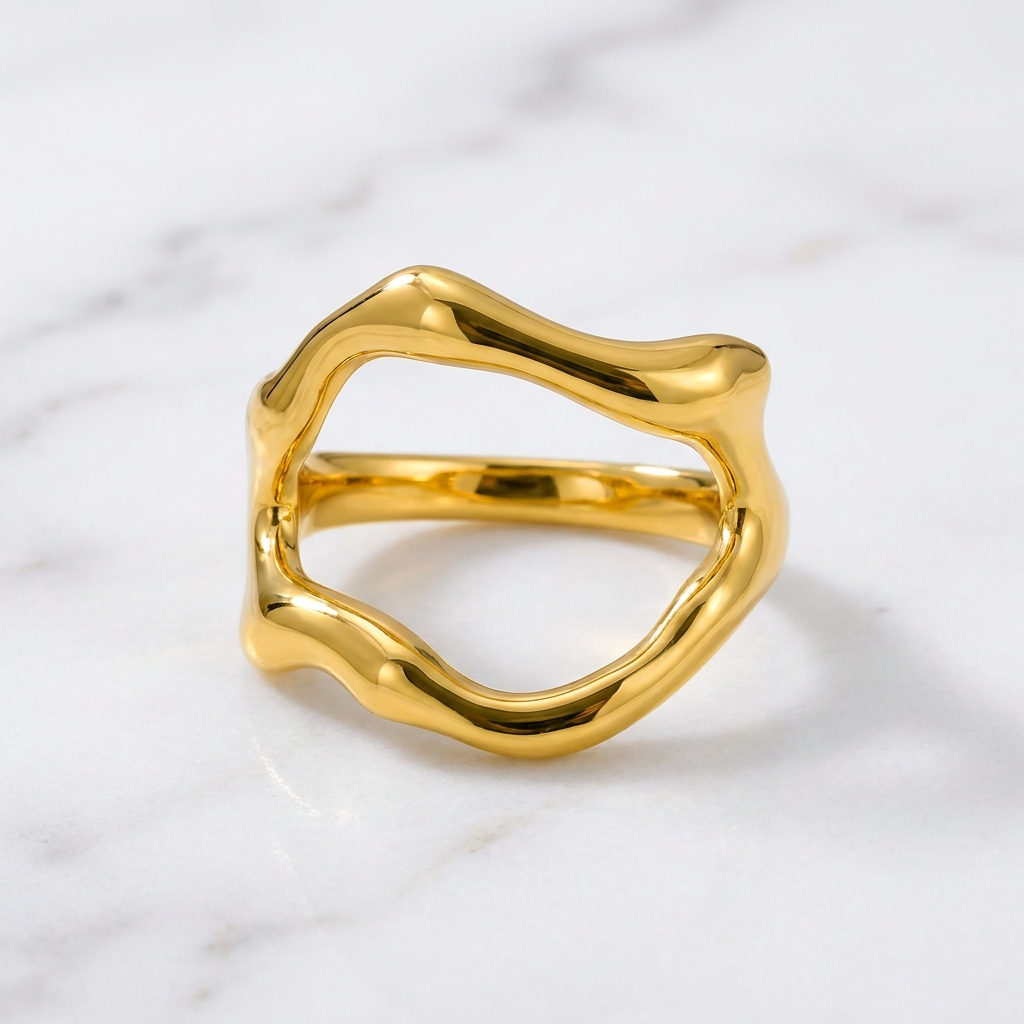 Ultra Edge Organic Branch Flexi Size Ring | 18K PVD Gold Plated- For Women | Includes: Ring