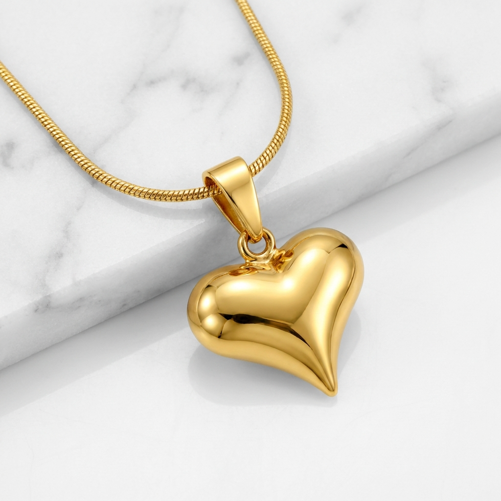 Amour SCULPTED HEART Necklace | Gold-Tone - For Women | Includes: Necklace