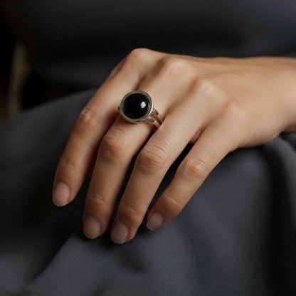 Protection Adjustable Ring | Black Obsidian - For Unisex | Includes: Ring