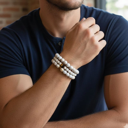Purity Layered Bracelets | Mother of Pearl (MOP) - For Men | Includes: Bracelets (Set of 3)