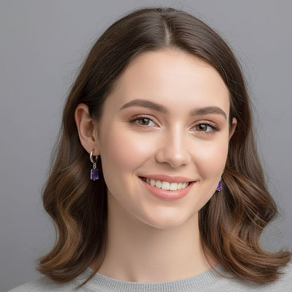 Purple Glow Earrings | Natural Amethyst - For Women | Includes: Earrings