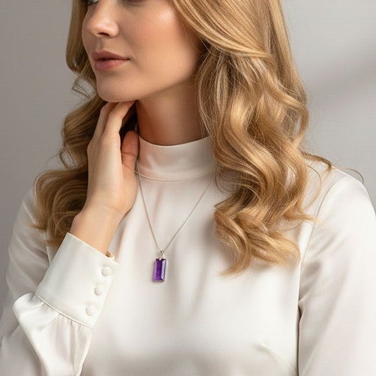 Purple Haze Necklace | PVD Plated & Amethyst Stone - For Women | Includes: Necklace