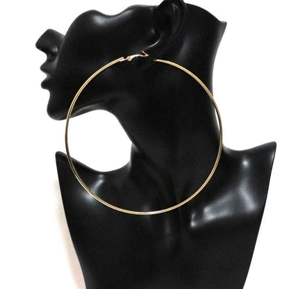 Bold Golden Hoop Earrings | PVD 18K Gold Plated, Stainless Steel, Water Proof - For Women | Includes: Earrings