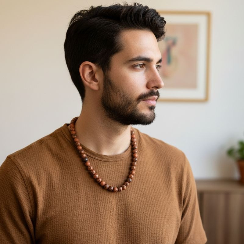 Rooted Strength Necklace | Mahogany Obsidian Stone | Unisex