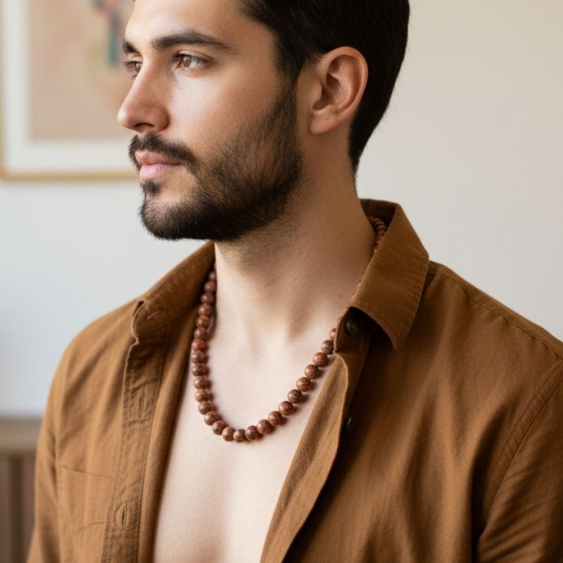 Rooted Strength Necklace | Mahogany Obsidian Stone | Unisex