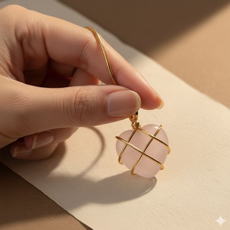 Rose Heart Necklace | 18K PVD Gold Plated - For Women | Includes: Necklace