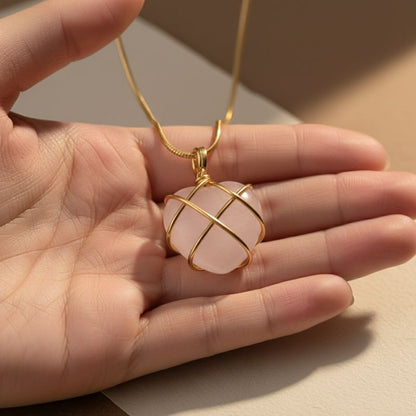 Rose Heart Necklace | 18K PVD Gold Plated - For Women | Includes: Necklace