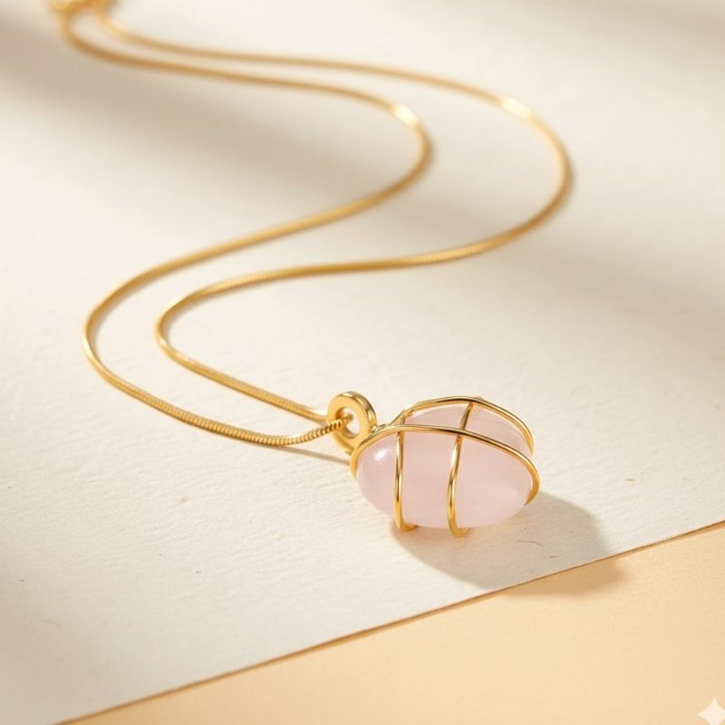 Rose Heart Necklace | 18K PVD Gold Plated - For Women | Includes: Necklace