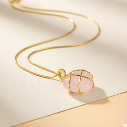 Rose Heart Necklace | 18K PVD Gold Plated - For Women | Includes: Necklace