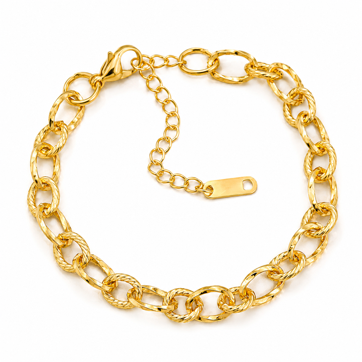 Texture MIXED OVAL LINK Bracelet | Gold-Tone - For Women | Includes: Bracelet