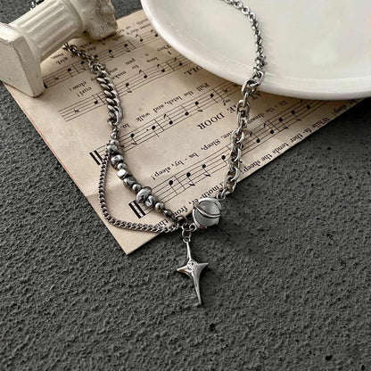 Stellar Edge Necklace | Silver PVD-Plated Charm | Unisex
