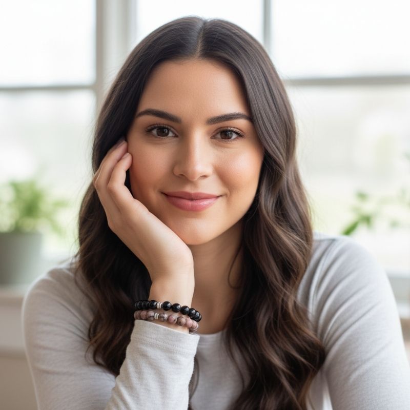 Shield Bracelet Set | Black Obsidian & Rhodonite - For Unisex | Includes: Bracelets (Set of 2)