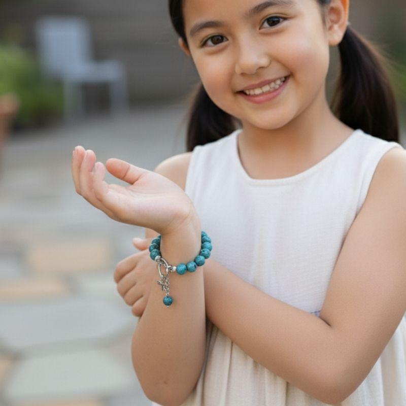 Sky Stone Charm Bracelet | Turquoise Magnesite Stone - For Kids | Includes: Bracelet