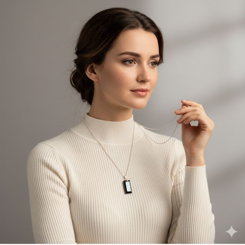 Slay in Slate Necklace | PVD Plated & Black Obsidian - For Women | Includes: Necklace