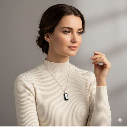 Slay in Slate Necklace | PVD Plated & Black Obsidian - For Women | Includes: Necklace