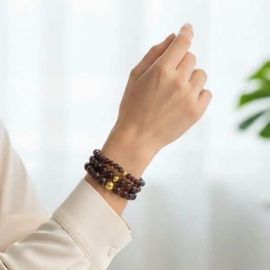 Sturdy Three Layered Bracelet | Mahogany Obsidian - For Women | Includes: Bracelets (Set of 3)