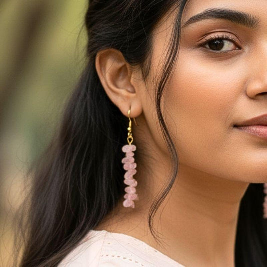 Sunset Bloom Earrings | 18K PVD Gold Plated & Watermelon Red Chip - For Women | Includes: Earrings